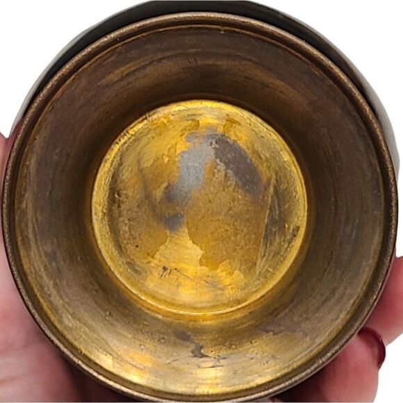 Vintage Black Lacquer brass vase with Abalone Mother of Pearl overlay  - Picture 4 of 6